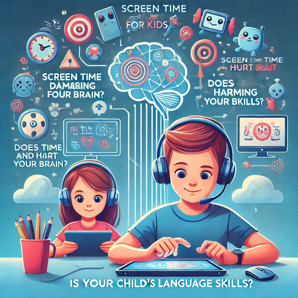 Is Screen Time Harming Your Child's Language Skills? Screen time impact on brain and hair loss problem Is Screen Time Healthy child or harmful and hazards Is Screen Time bad and could damage eyes Is Screen Time harmful for toddlers?