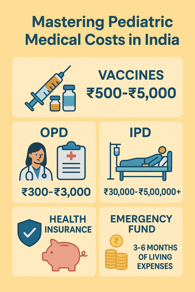 🏥 Your Child's Health: Mastering Pediatric Medical Costs in India 2 HEALTH INS EMERG FUND pediatric medical costs in India,
child healthcare cost in India
cost of pediatric care in India
average hospital cost for kids India
vaccination cost for children in India
child hospitalization expenses India
pediatric treatment charges India
OPD vs IPD pediatric cost India
affordable child health insurance India
cost planning for child medical expenses India
healthcare budgeting for kids in India
pediatric consultation charges India
emergency medical cost for child India,Why Pediatric Healthcare Costs Are Rising in India
How to Estimate Child Medical Expenses
Best Tips to Save on Pediatric Costs in India
Case Study: How Our Calculator Helped Parents Save ₹7,000