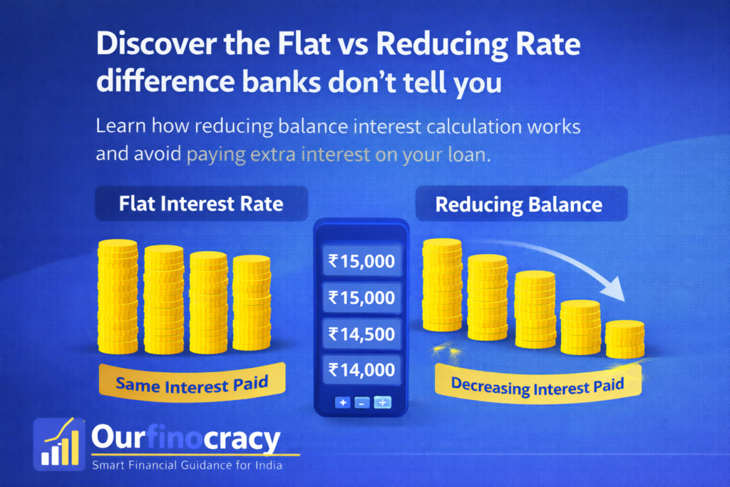 Flat vs Reducing Rate,
Reducing balance interest calculation,
Flat rate interest formula,
Personal loan interest rate types,
How to calculate loan interest